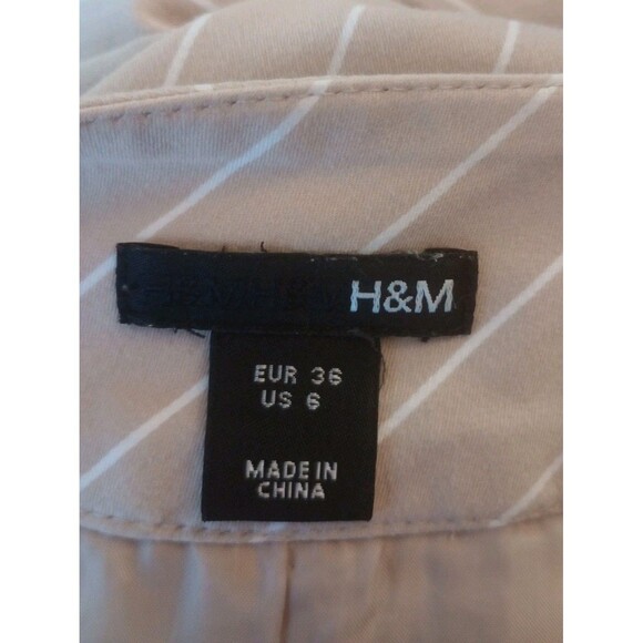 H&M Skirt Pencil Straight Side Slits Business Short Striped Lined Zip Size 6 - Picture 3 of 4